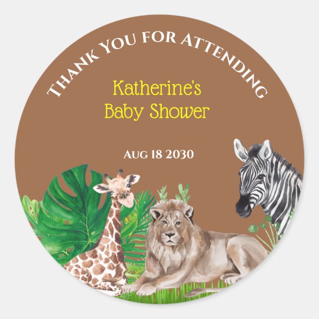  Jungle Safari Animals Classic Round Sticker (Front)