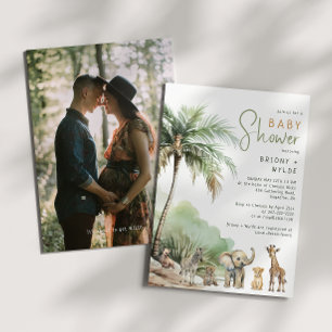 Jungle Safari Animals Couples Baby Shower Photo Invitation