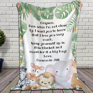 Jungle Safari Animals Custom Message Note Sherpa Blanket