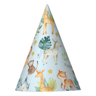 Jungle safari animals cute toddler birthday party  party hat