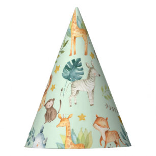 Jungle safari animals cute toddler birthday party  party hat