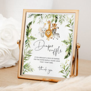 Jungle safari animals diaper raffle poster