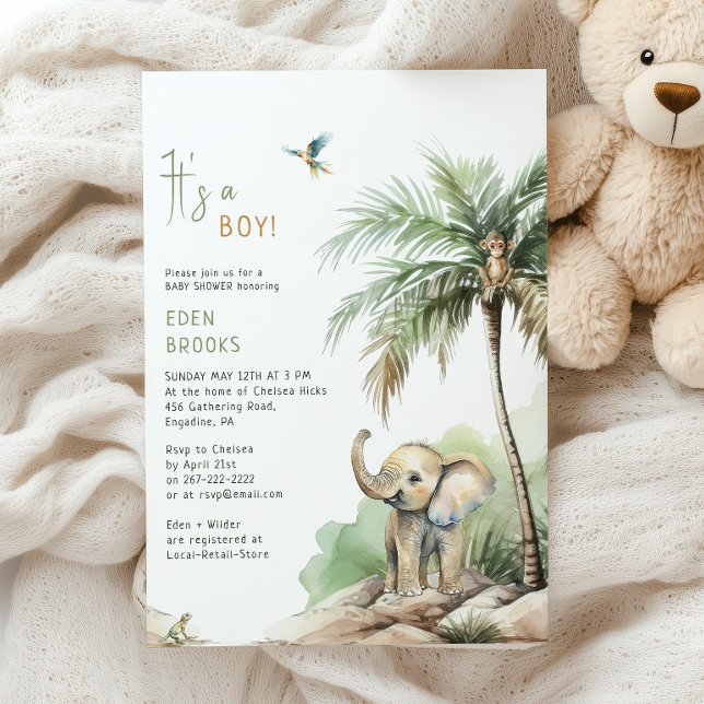 Jungle Safari Animals | Its A Boy! Baby Shower Invitation (Creator Uploaded)
