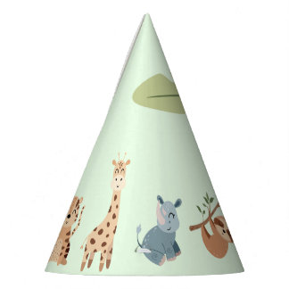 Jungle Safari Animals Kids Birthday  Party Hat