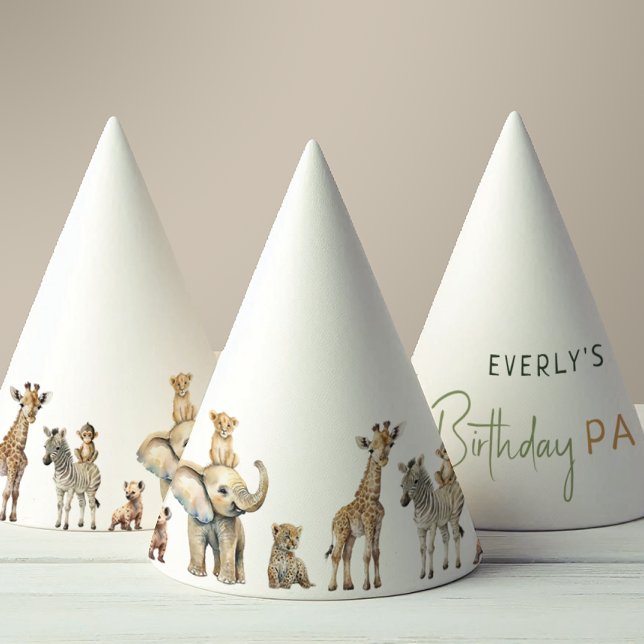 Jungle Safari Animals Kids Birthday Party Hat (Creator Uploaded)