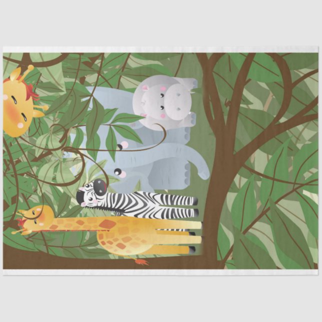 Jungle Safari Animals Kids Decoupage 2 Tissue Paper (Front)