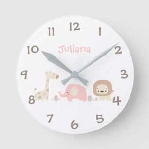Jungle Safari Animals Kids Nursery Wall Clock