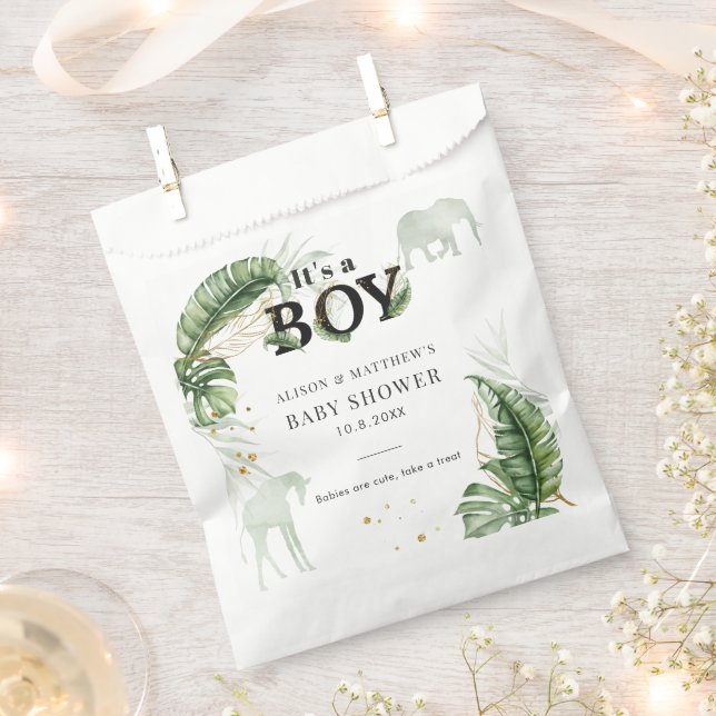 Jungle Safari Animals Nature Theme Boy Baby Shower Favour Bags (Clipped)