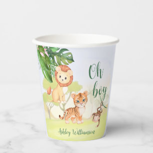 Jungle Safari Animals Oh Boy Baby Shower Paper Cups