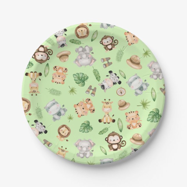 Jungle Safari Animals Paper Plate (Front)