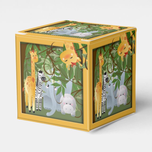 Jungle Safari Animals Party Favour Box (Front Side)