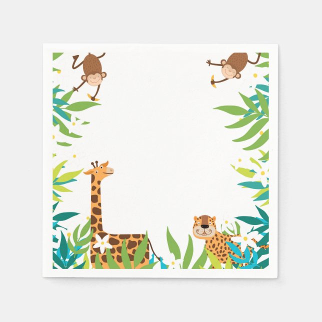 Jungle Safari Animals Party Napkins (Front)