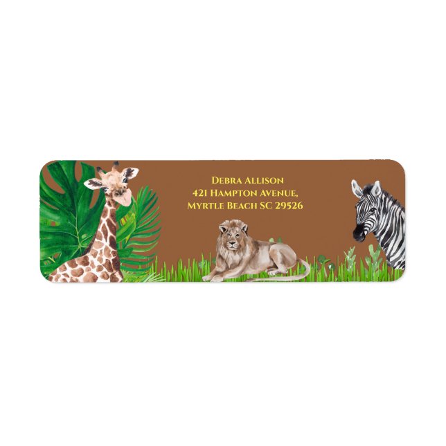 Jungle Safari Animals Return Address Label (Front)