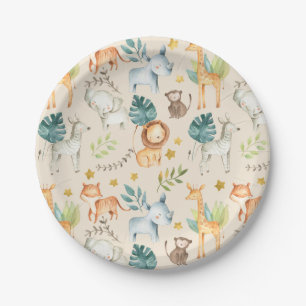 Jungle safari animals toddler 2nd birthday party paper plate