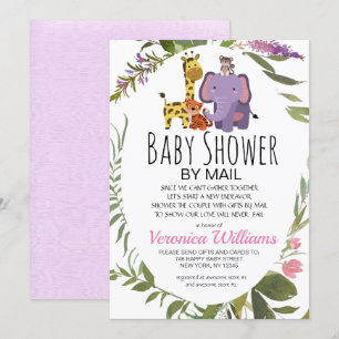 Jungle Safari Animals Tropical Baby Shower By Mail Invitation