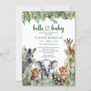 Jungle Safari Animals tropical greenery foliage Invitation