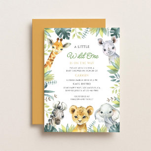 Jungle Safari Animals Wild One Baby Shower Invitation