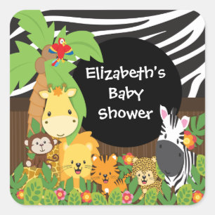 Jungle Safari Baby Animals Baby Shower Stickers