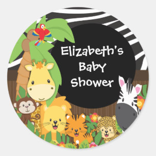 Jungle Safari Baby Animals Baby Shower Stickers