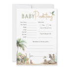 Jungle Safari Baby Shower Baby Predictions Card