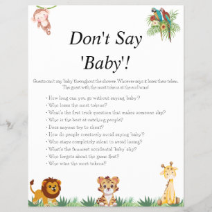 Jungle Safari Baby Shower Games Flyer