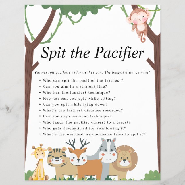 Jungle Safari Baby Shower Games Flyer (Front)
