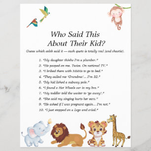 Jungle Safari Baby Shower Games Flyer
