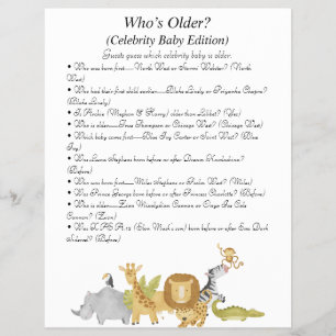 Jungle Safari Baby Shower Games Flyer