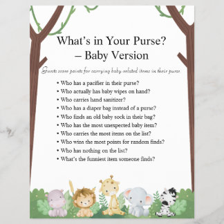Jungle Safari Baby Shower Games Flyer
