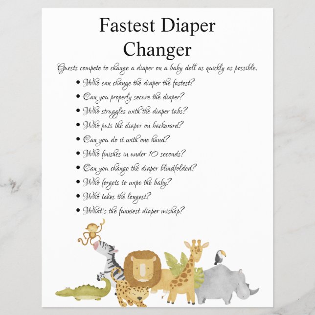 Jungle Safari Baby Shower Games Flyer (Front)