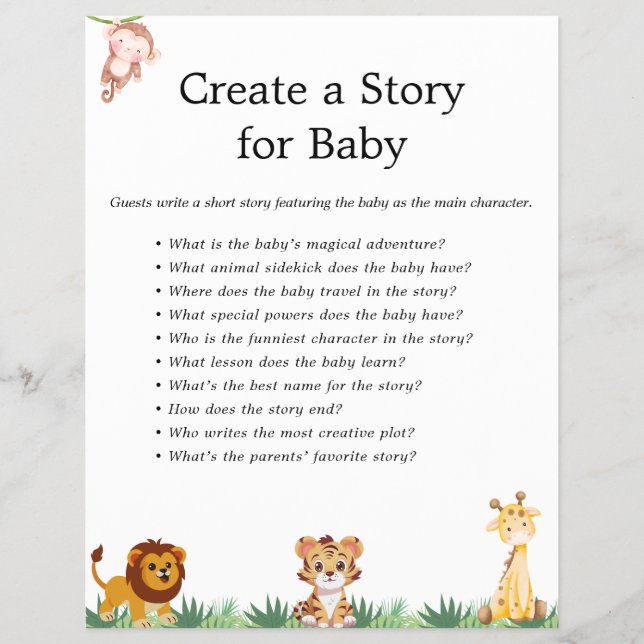 Jungle Safari Baby Shower Games Flyer (Front)