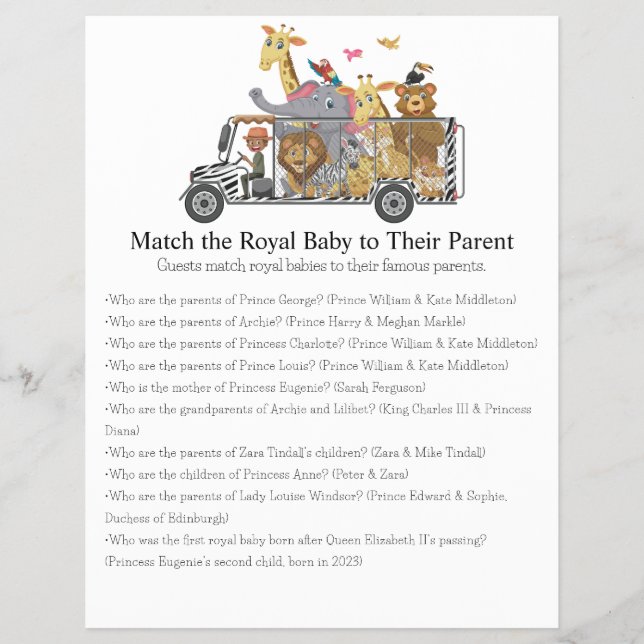 Jungle Safari Baby Shower Games Flyer (Front)