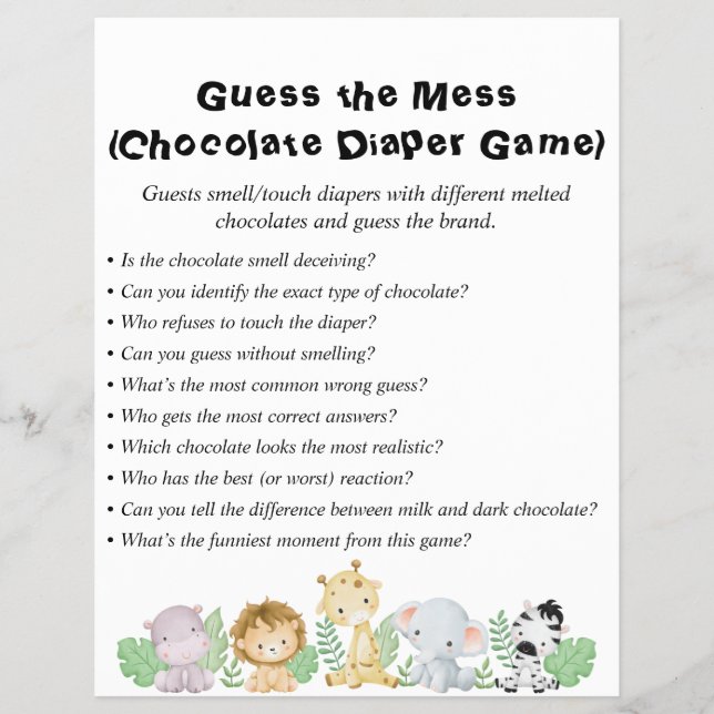 Jungle Safari Baby Shower Games Flyer (Front)