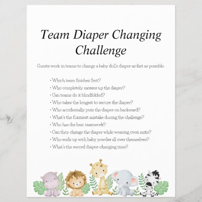 Jungle Safari Baby Shower Games Flyer (Front)