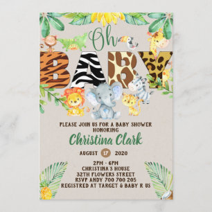 Jungle Safari Baby Shower Gender Neutral Invitation