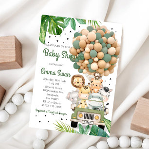 Jungle Safari Baby Shower Green Animals Invitation