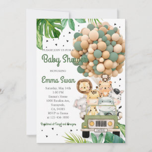 Jungle Safari Baby Shower Green Animals Invitation