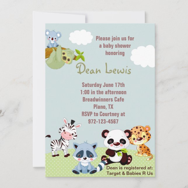 Jungle Safari Baby Shower Invitation (Front)