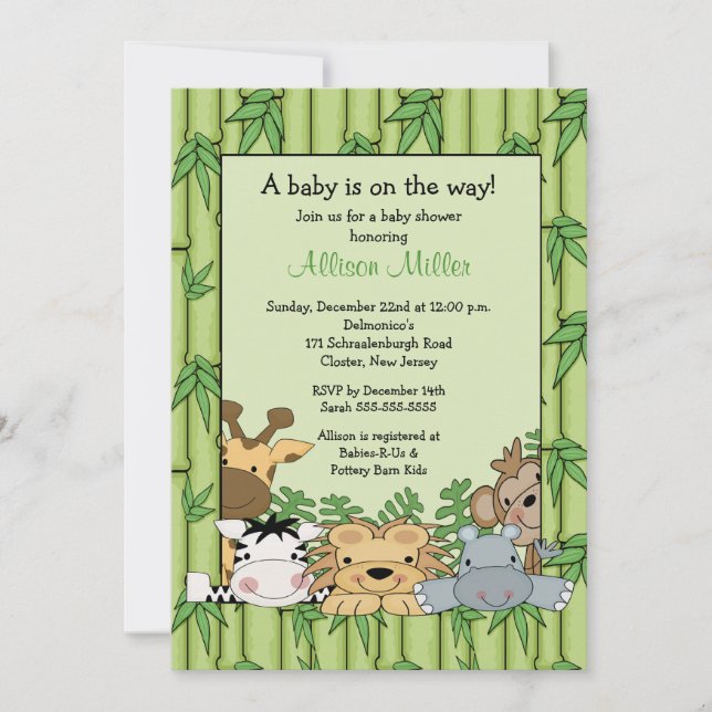 Jungle Safari Baby Shower Invitation (Front)