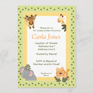 Jungle Safari Baby Shower Invitations 5 x 7 size