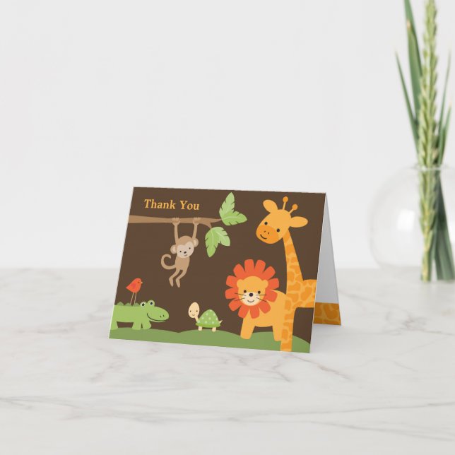 Jungle Safari Baby Shower Note Card (Front)
