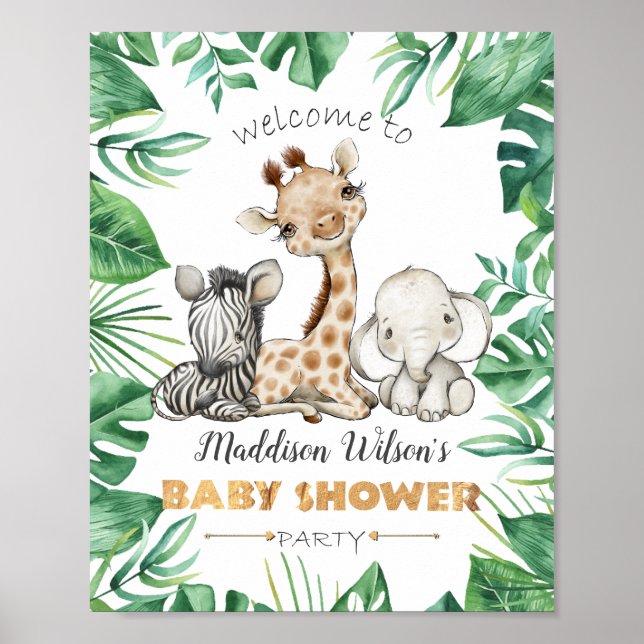 Jungle Safari Baby Shower Party Poster (Front)