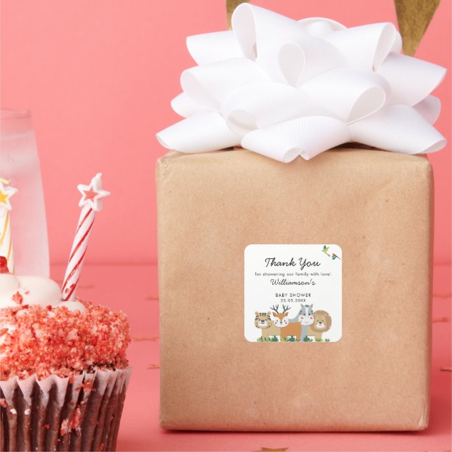 Jungle Safari Baby Shower Square Sticker (Party)