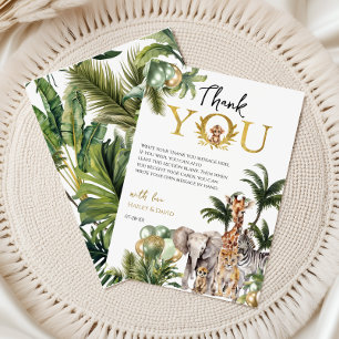 Jungle Safari Baby Shower Thank You Card