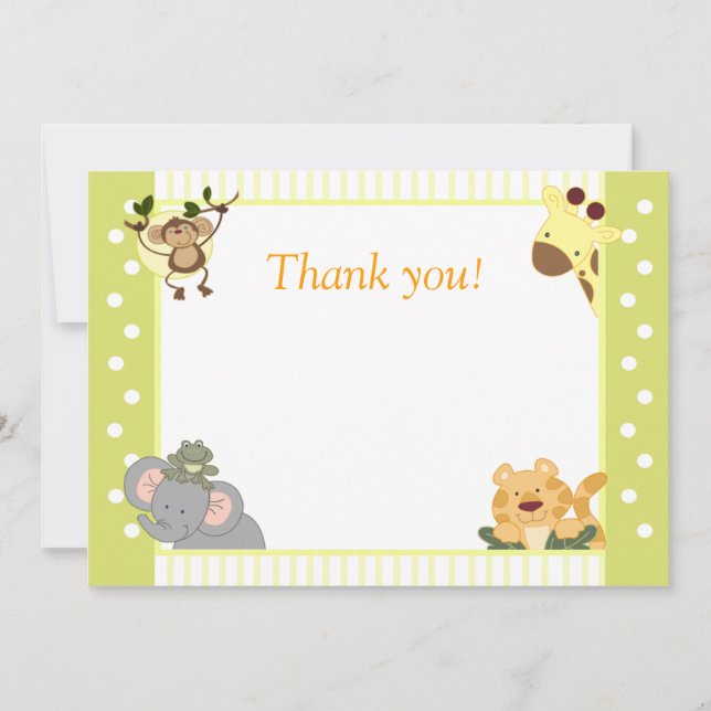 Jungle Safari Baby Shower Thank you notes (Front)