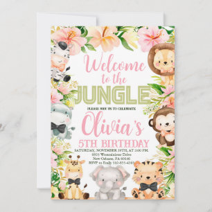 Jungle Safari Birthday, Any Age, Jungle Animals Invitation