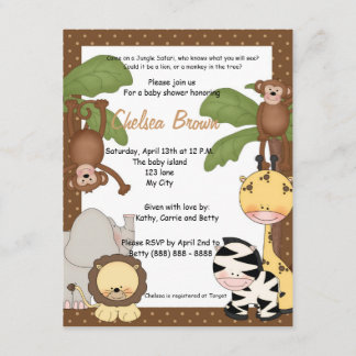 Jungle safari birthday baby shower invitation