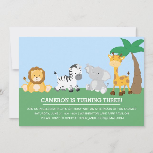 Jungle Safari Birthday Invitation (Front)