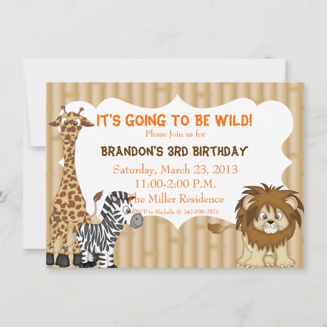Jungle Safari Birthday Invitation (Front)