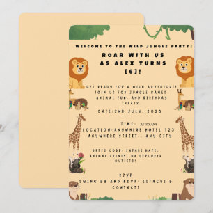 Jungle Safari Birthday Invitation Editable Wild